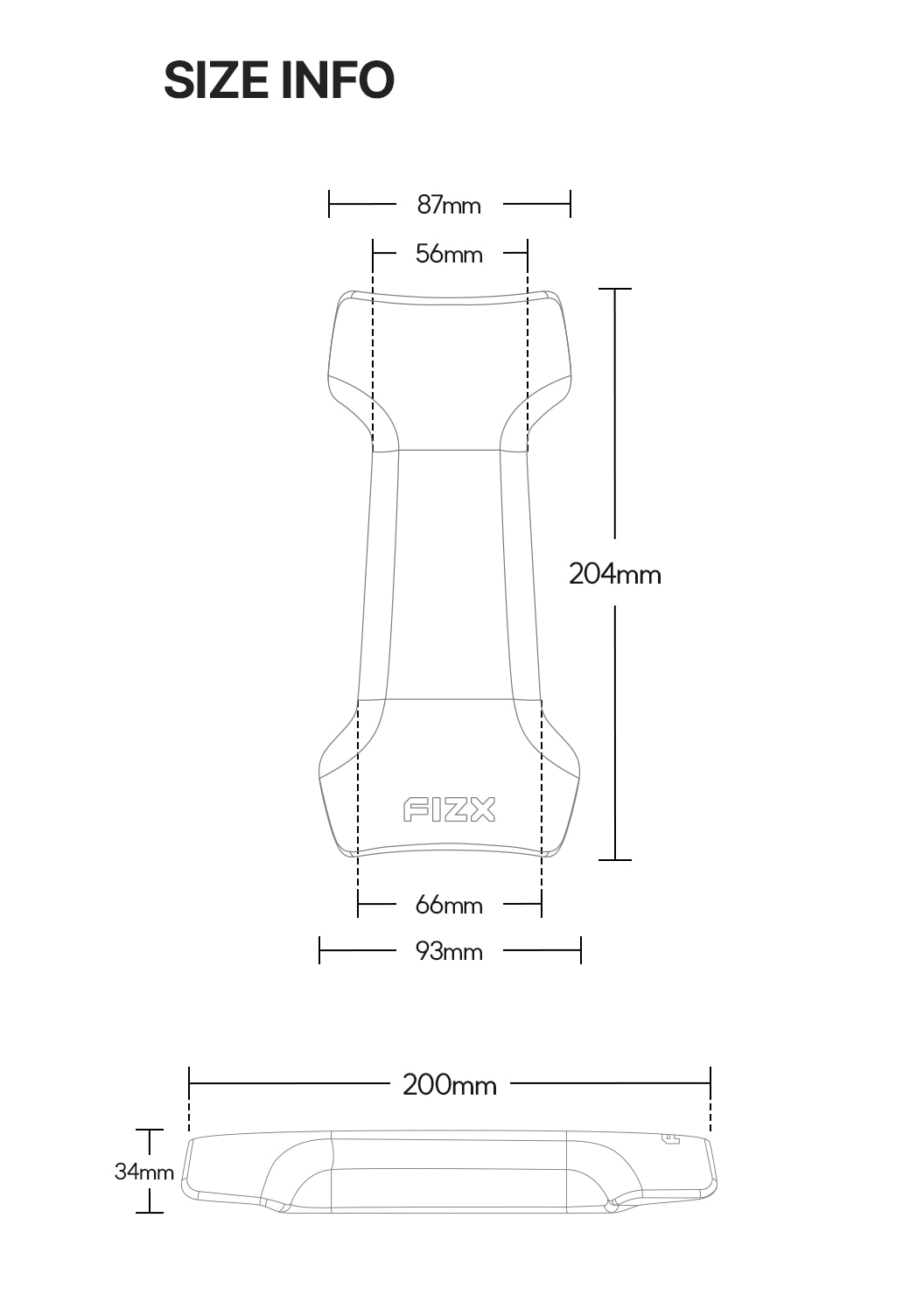 FIZX メガグリップ プッシュアップバー専用カバーの寸法図